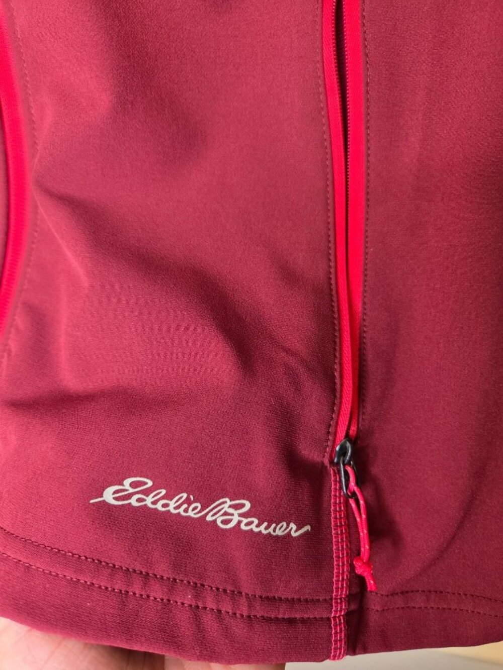 Eddie Bauer Womens XL Zip Burgundy Jacket Poly/Spandex Activewear lightweight - Picture 3 of 7